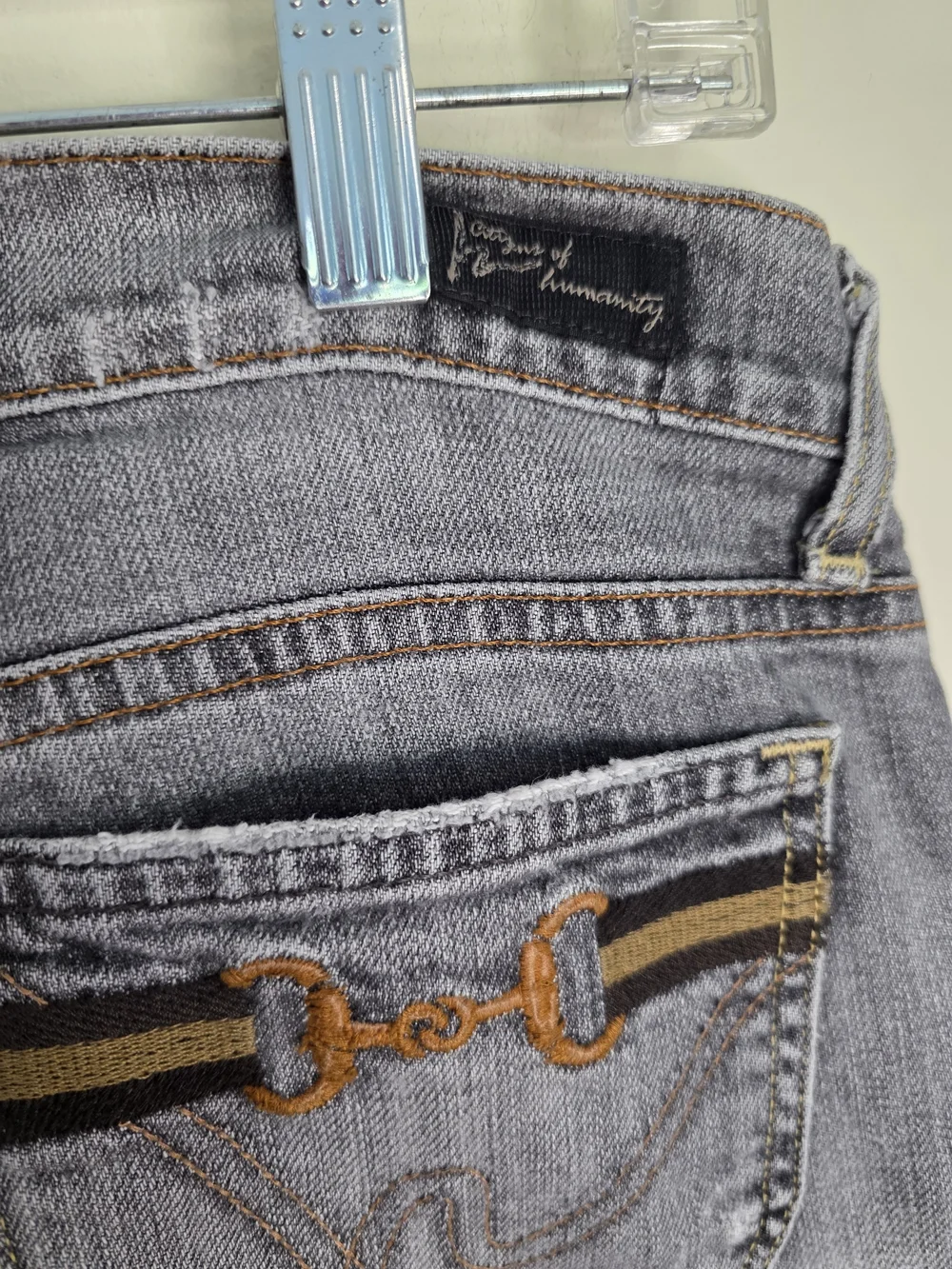Vinyage Citizens of Humanity Gray Bootcut Jeans with Horse Bit Pocket Detail
